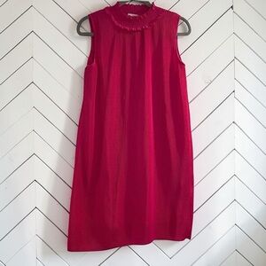 Charlie Paige Hot Pink Pleated Shift Dress Mock Neck Sleeveless Small
